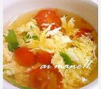 トマトと水菜の卵スープ
